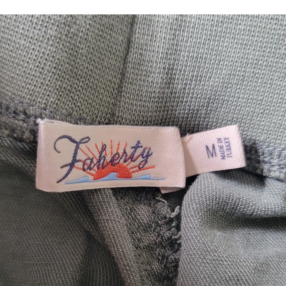Faherty Linen Blend Elastic Waist‎ Tapered Arlie Pants in Thyme Medium - Picture 7 of 12